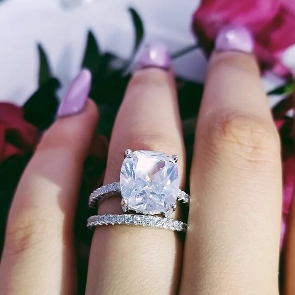 Luxury Silver 925 Wedding Rings Set - Picture 2 of 5